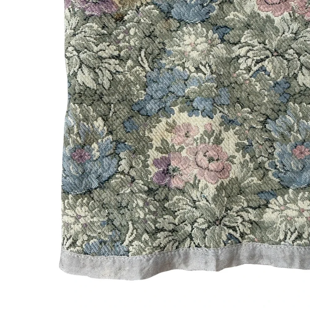 Vintage 60s Handmade Floral Tapestry Jacquard Maxi Skirt Cottagecore XS Green